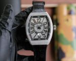 Franck Muller Vanguard Yachting V45 44*54mm ETA2824 Movement Iced Out Leather Band Watch